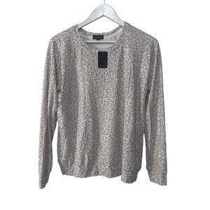 INSOMNIAX WOMENS SIZE MEDIUM ANIMAL PRINT JERSEY PAJAMA TOP ONLY IVORY PINK NEW